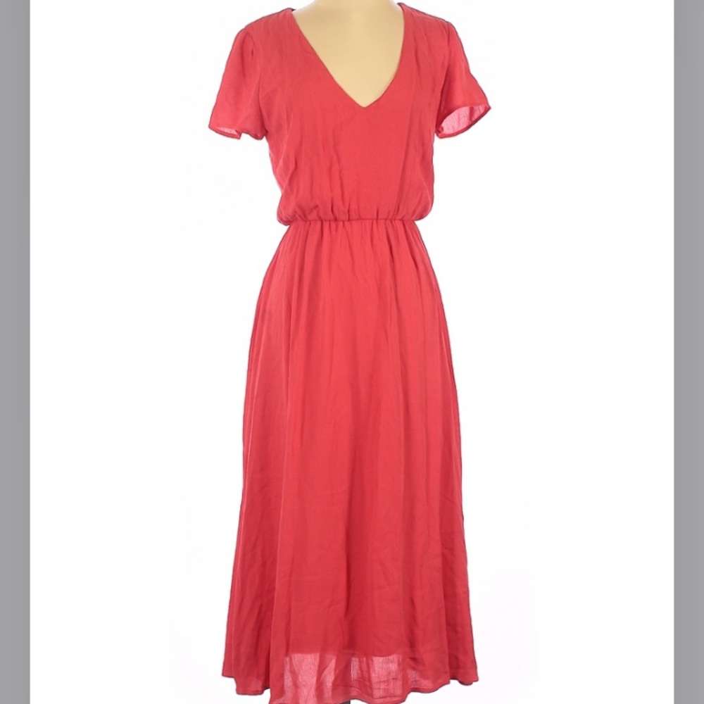 Wayf Long Midi Pink V-Neck Dress Size XS